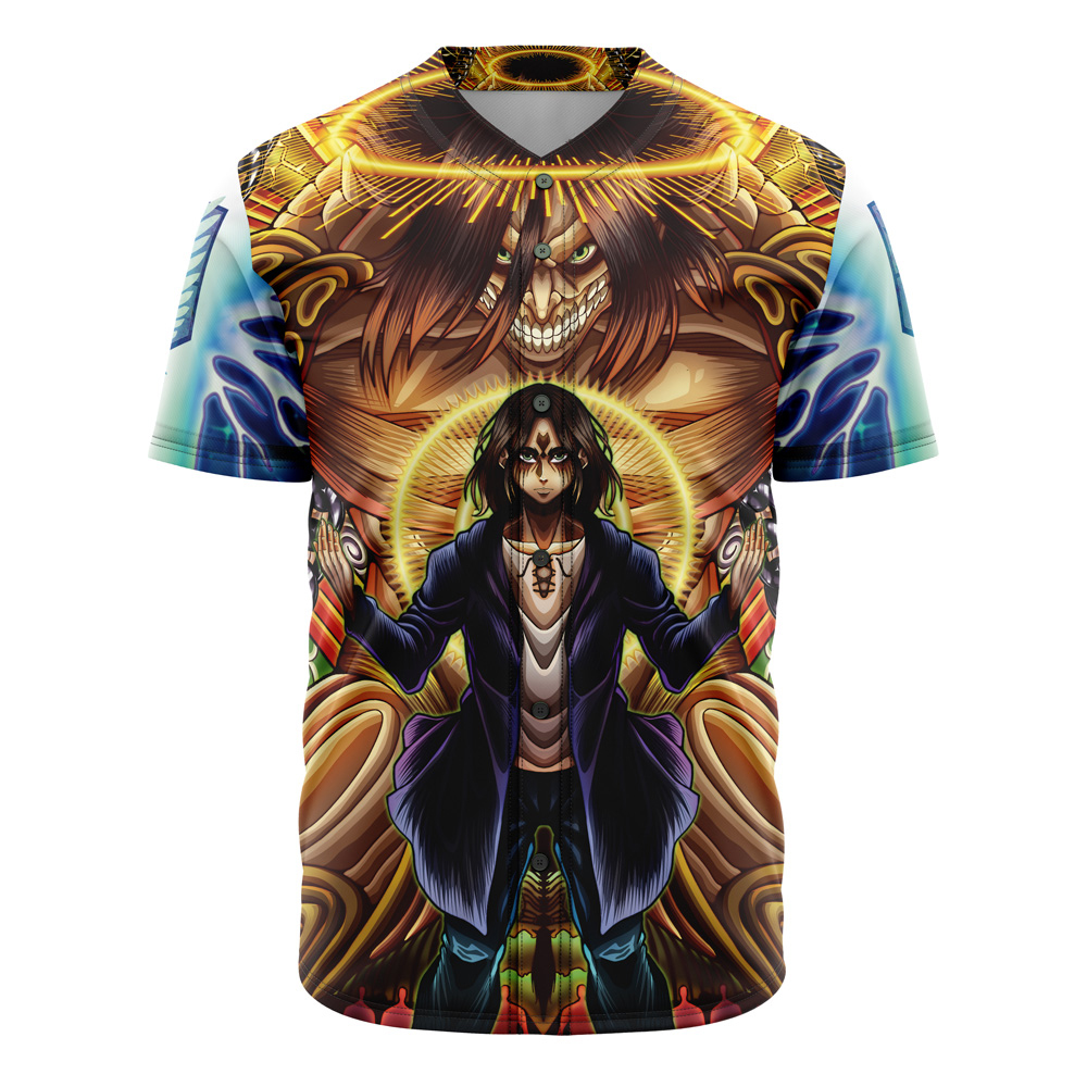 Trippy Eren Yeager Timeskip Attack on Titan Custom Baseball Jersey - Otaku Hall