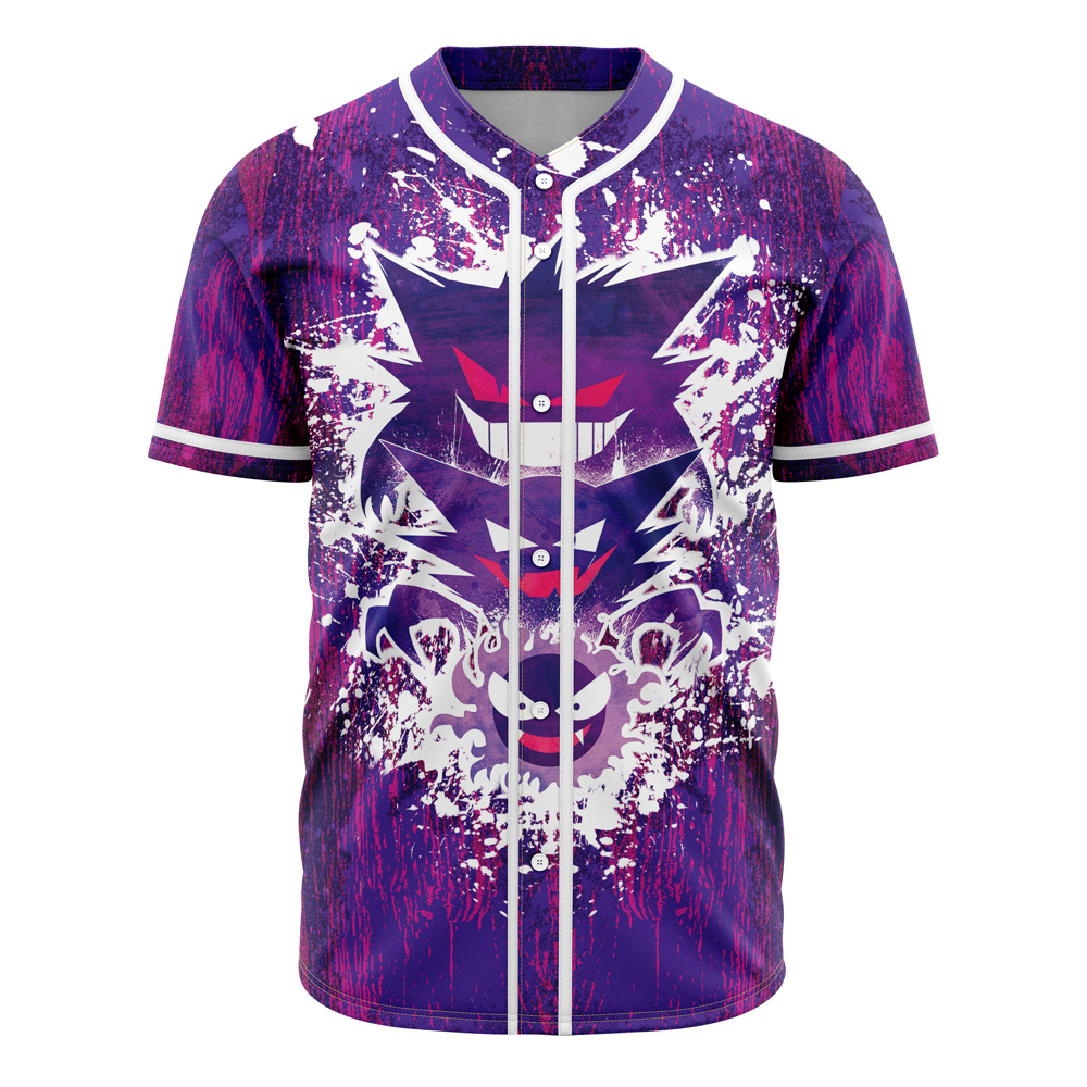 Trippy Ghostly Evolution Gastly Haunter Gengar Pokemon Custom Baseball Jersey - Otaku Hall
