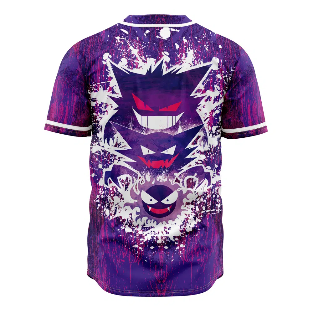 Alternative view of Trippy Ghostly Evolution Ghastly Haunter Gengar Pokemon Baseball Jersey