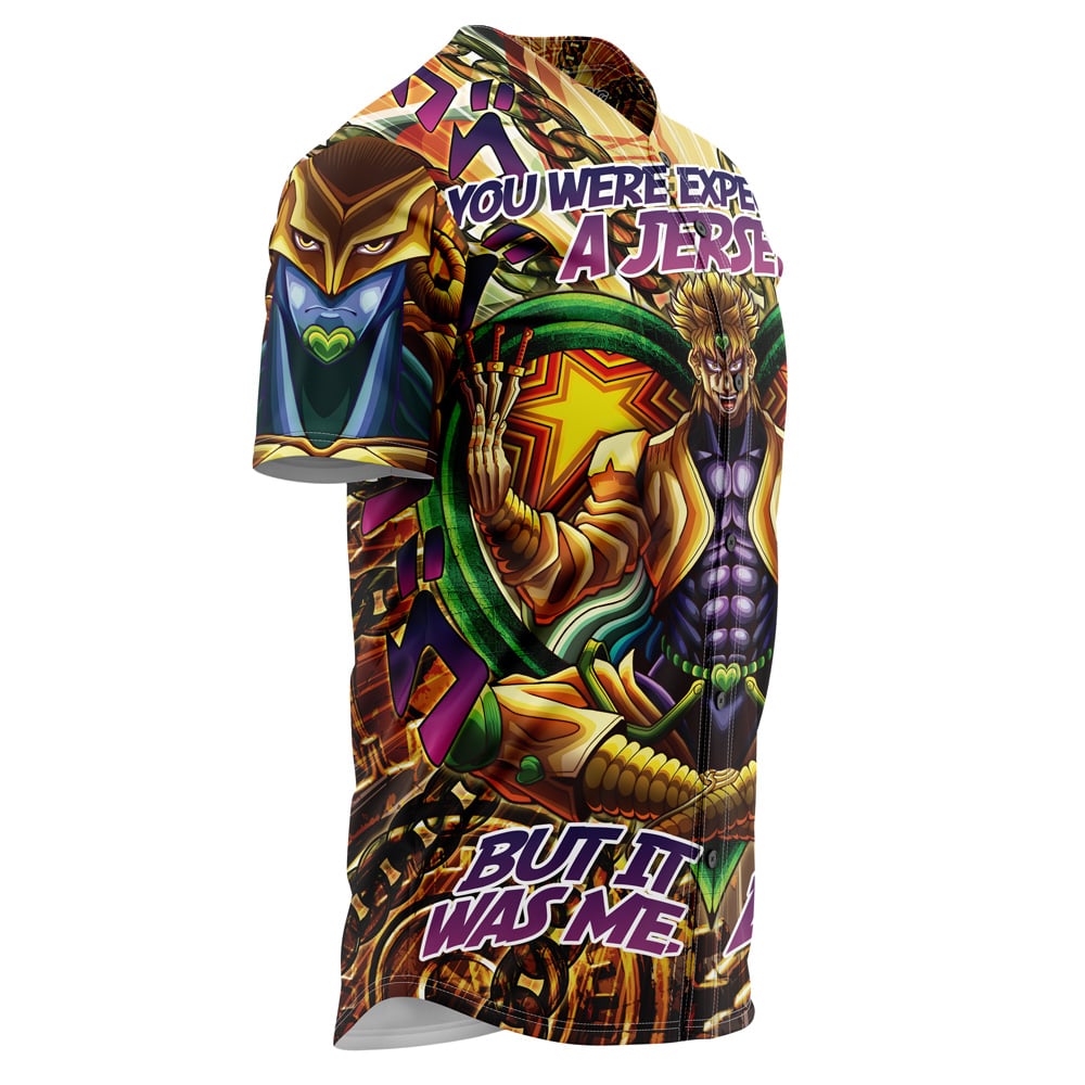 Alternative view of Trippy Medidating Dio It Was Me JoJo's Bizarre Adventure Baseball Jersey Without Piping