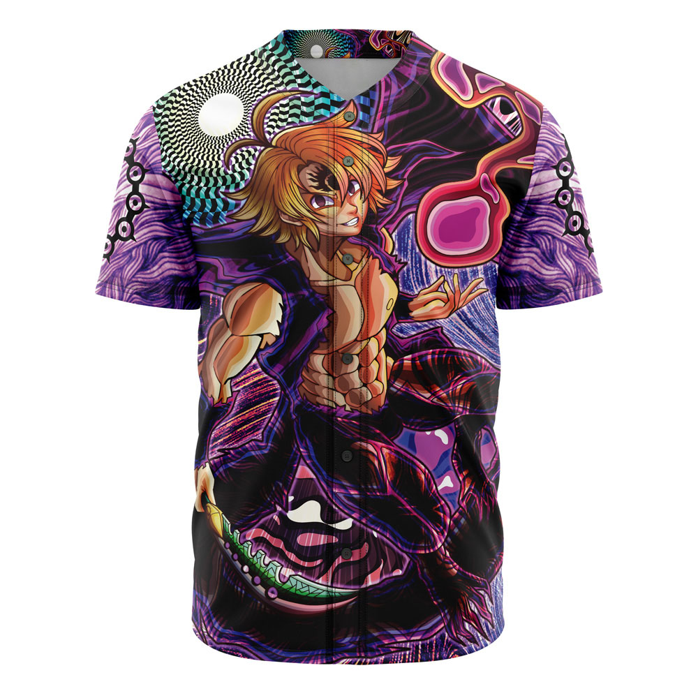 Trippy Meliodas Assault Mode Seven Deadly Sins Custom Baseball Jersey - Otaku Hall