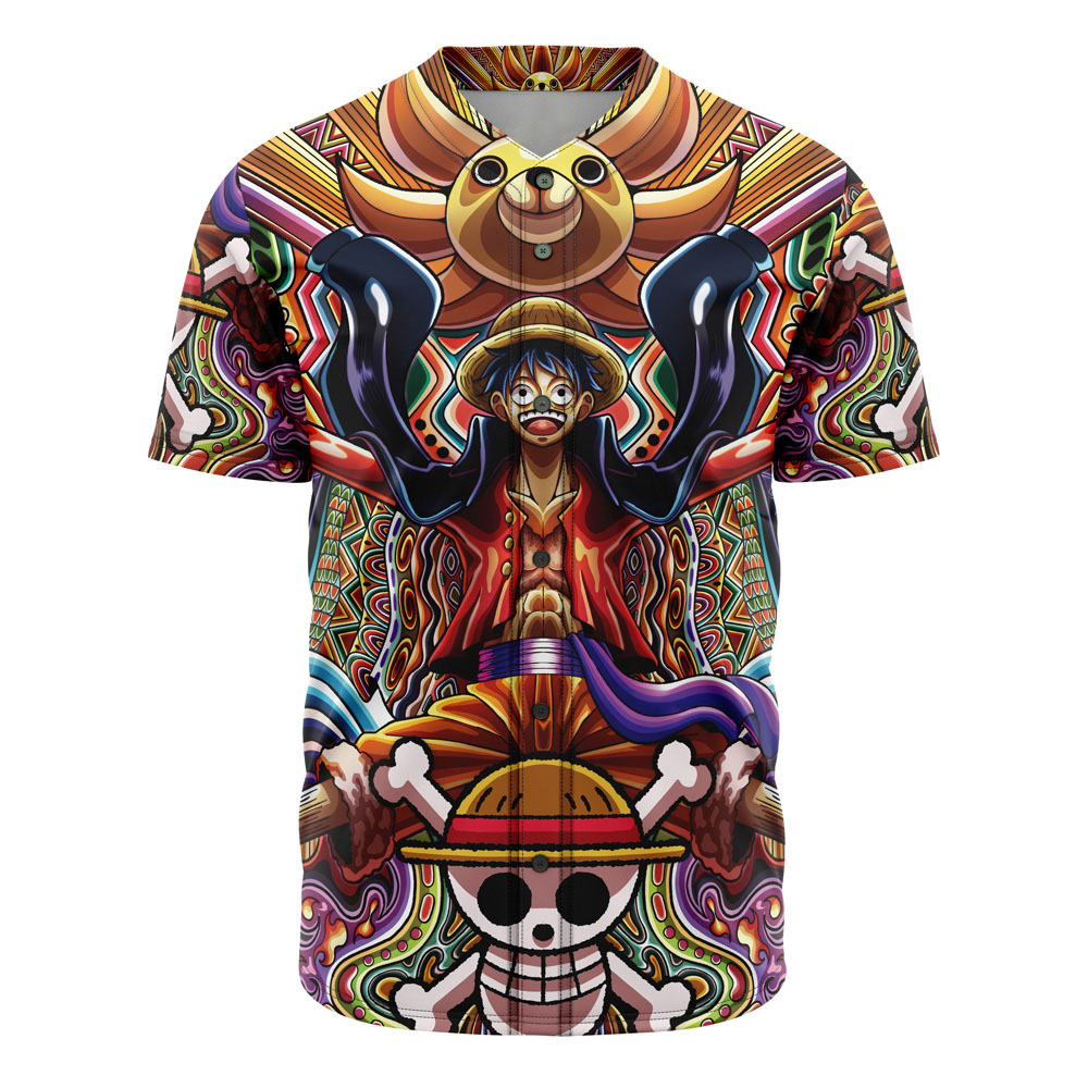 Trippy Monkey D. Luffy One Piece Custom Baseball Jersey - Otaku Hall
