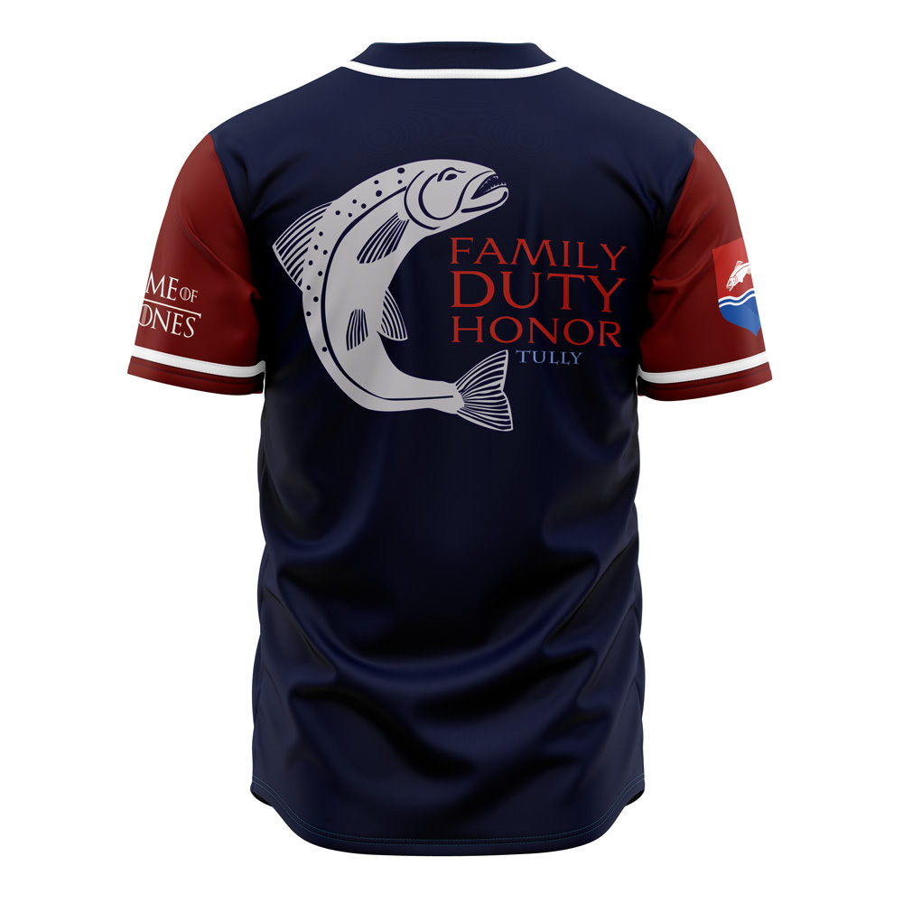 Alternative view of Tullys of Riverrun Game of Thrones Custom Baseball Jersey - Otaku Hall