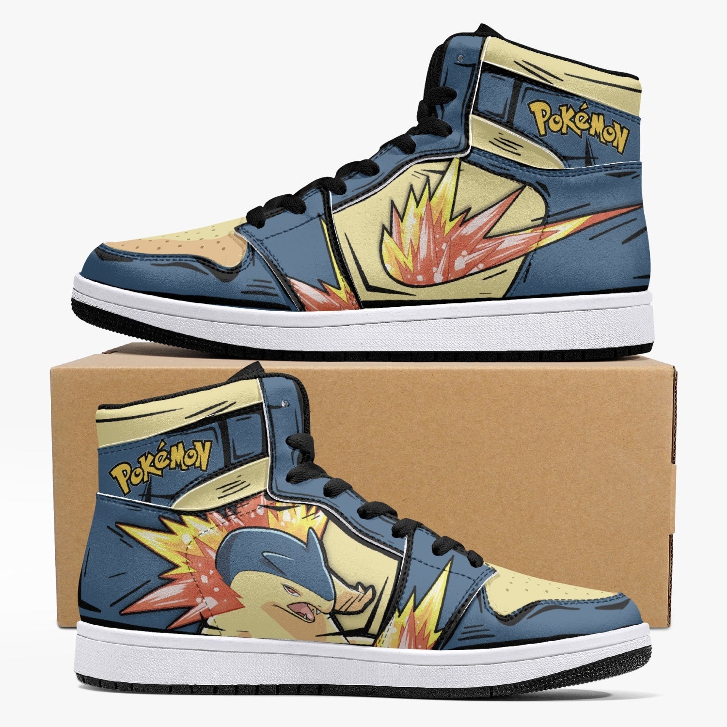 Typhlosion Pokemon Custom Sneaker Mid 1 Basketball Shoes - Otaku Hall
