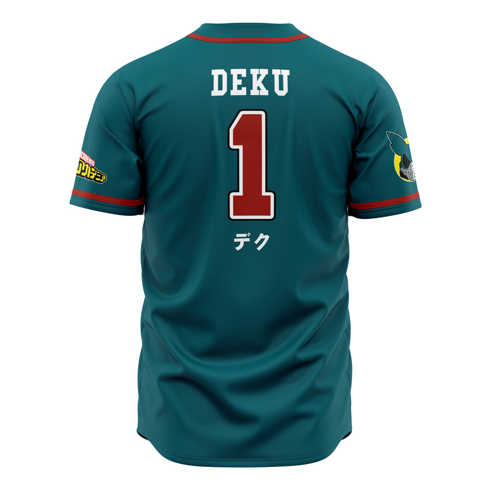 Alternative view of U.A. High School Deku My Hero Academia Custom Baseball Jersey - Otaku Hall