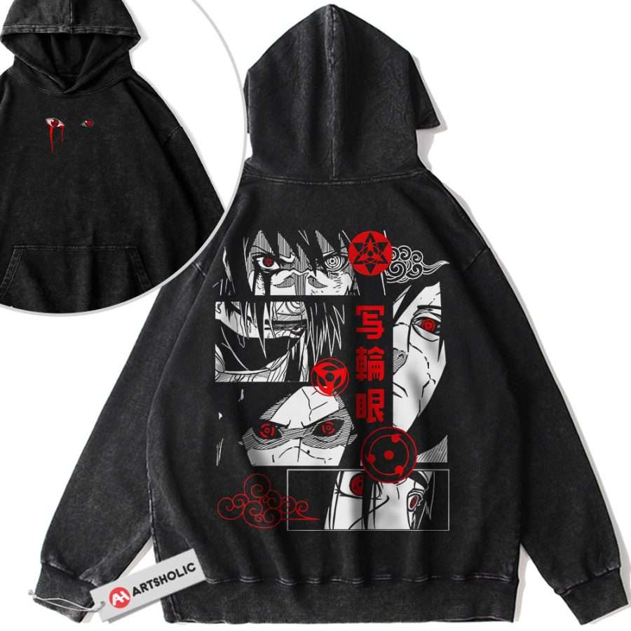 Alternative view of Uchiha Clan Hoodie, Naruto Hoodie, Anime Hoodie, Vintage Hoodie 2-Sided