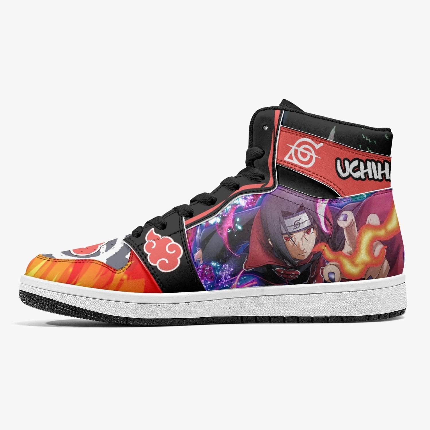 Alternative view of Uchiha Itachi Akatsuki Naruto Shippuden Custom Sneaker Mid 1 Basketball Shoes - Otaku Hall