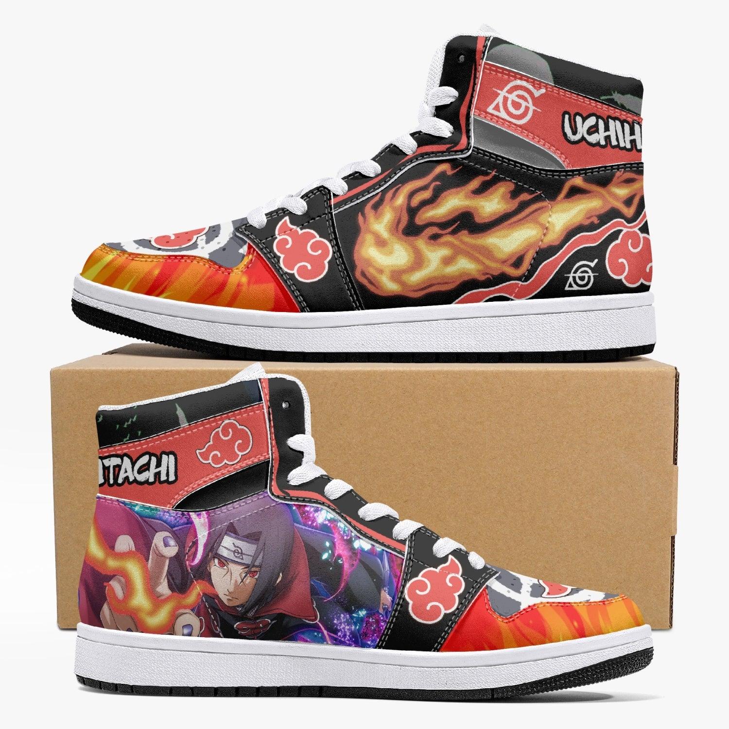 Uchiha Itachi Akatsuki Naruto Shippuden Custom Sneaker Mid 1 Basketball Shoes - Otaku Hall