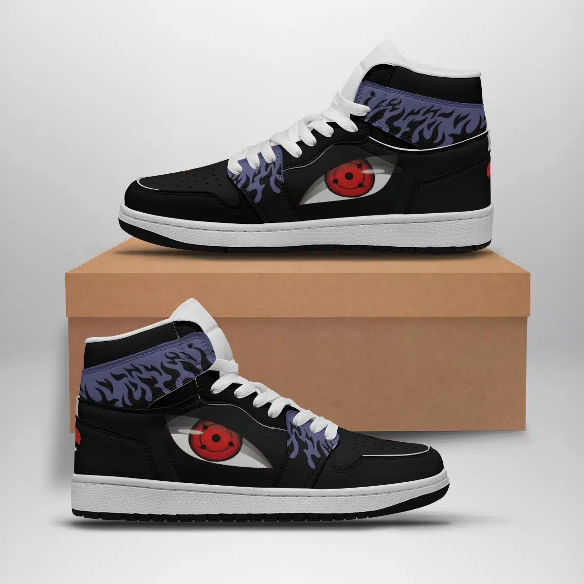 Uchiha Symbol Shippuden Naruto Basketball Shoes for Anime Fans - Custom Sneaker Mid 1 Style - Otaku Hall