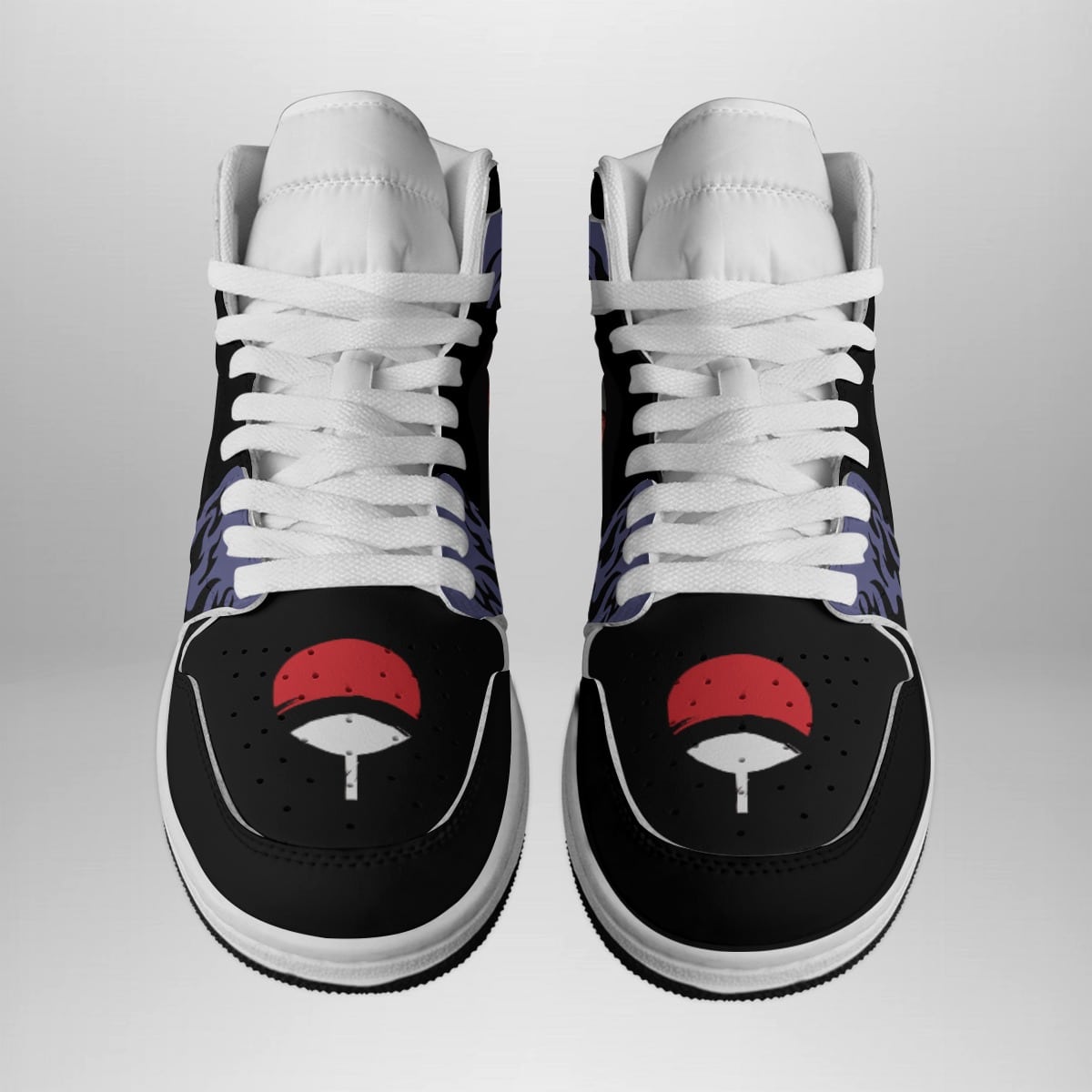 Alternative view of Uchiha Symbol Shippuden Naruto Basketball Shoes for Anime Fans - Custom Sneaker Mid 1 Style - Otaku Hall