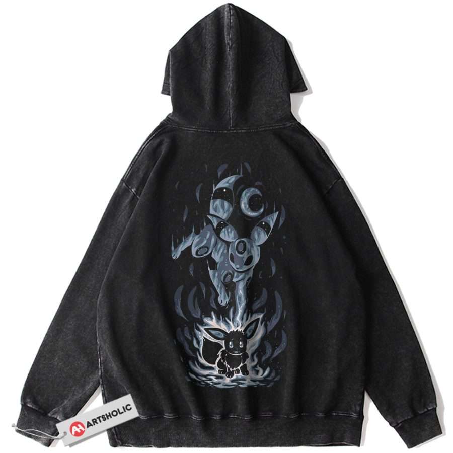 Alternative view of Umbreon Hoodie, Eevee Hoodie, Pokemon Hoodie, Anime Hoodie, Vintage Hoodie