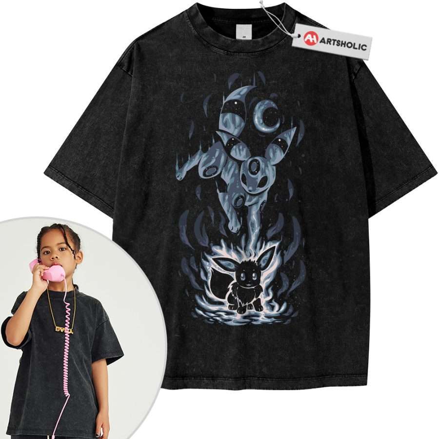 Alternative view of Umbreon Shirt For Kids, Eevee Shirt For Kids, Pokemon Shirt For Kids, Anime Shirt For Kids, Vintage Tee For Kids
