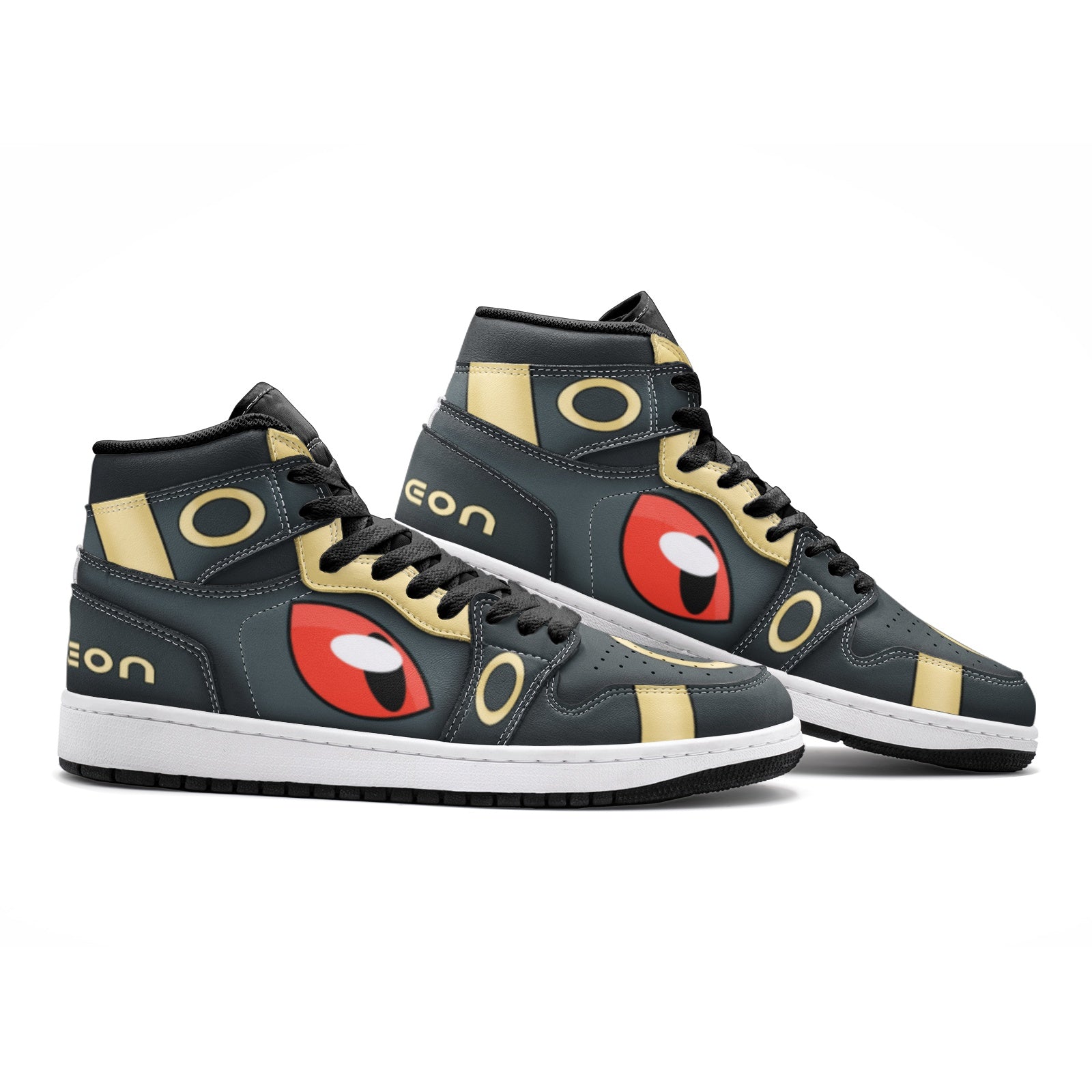 Alternative view of Umbreon V1 Pokemon Custom Sneaker Mid 1 Basketball Shoes - Otaku Hall