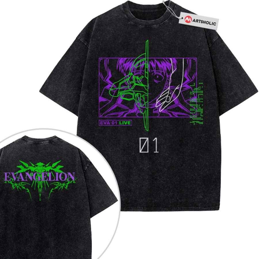 Alternative view of Unit-01 Shinji Ikari Shirt, Neon Genesis Evangelion Shirt, Anime Shirt, Vintage T-Shirt 2-Sided