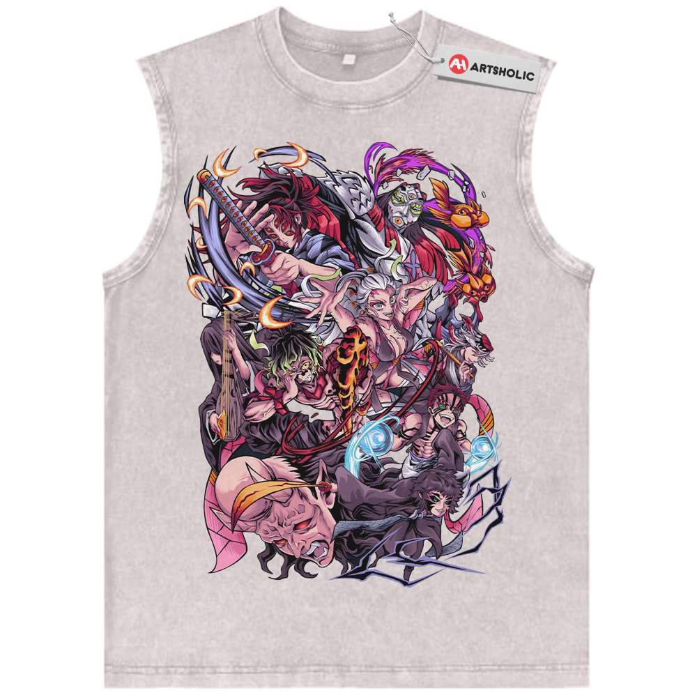 Alternative view of Upper Moons - Demon Slayer Tank Top, Anime Tank Top, Vintage Tank Top