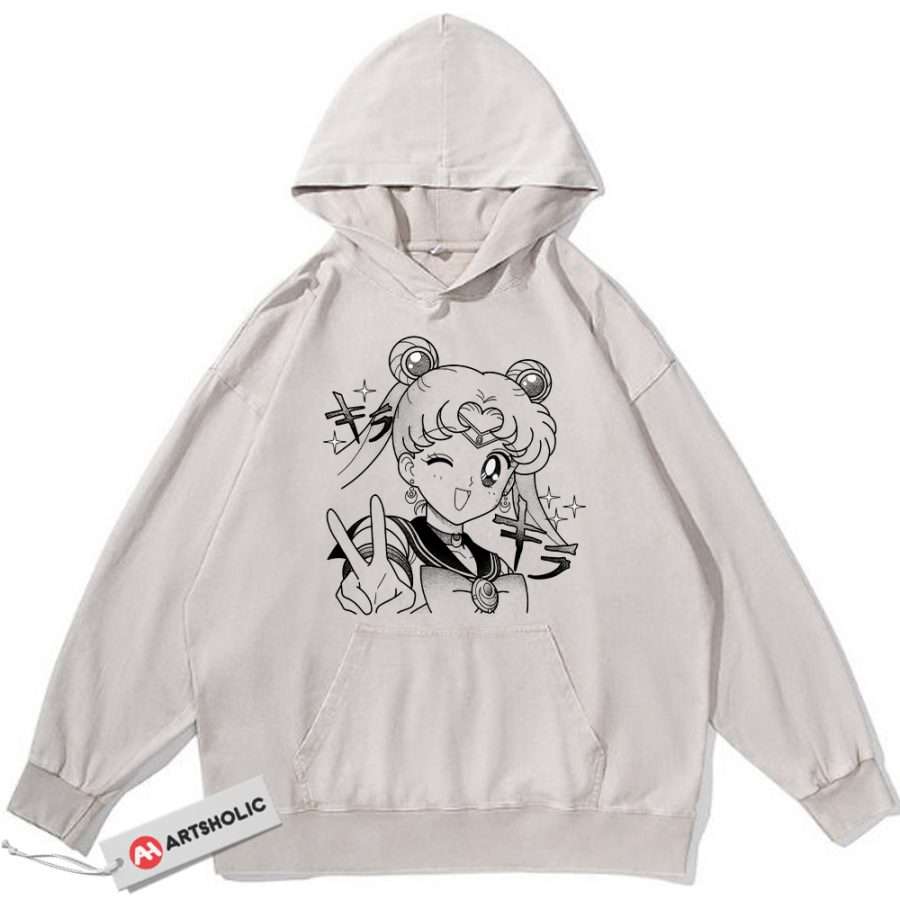 Alternative view of Usagi Tsukino Hoodie, Sailor Moon Hoodie, Anime Hoodie, Vintage Hoodie