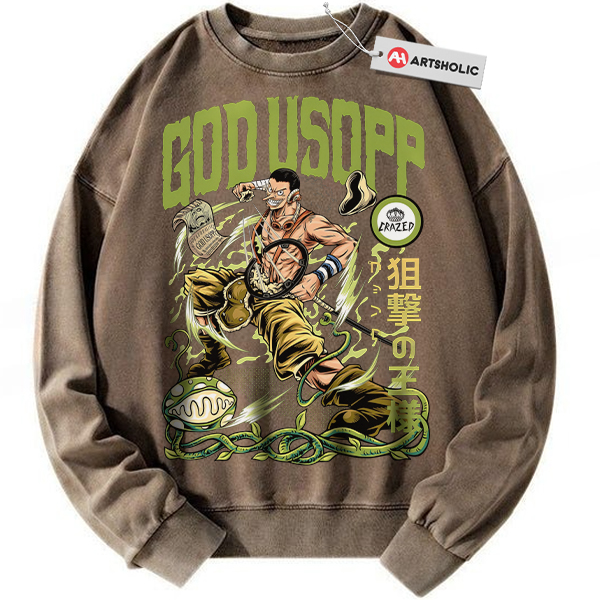 Alternative view of Usopp Sweatshirt, One Piece Sweatshirt, Anime Sweatshirt, Vintage Sweatshirt