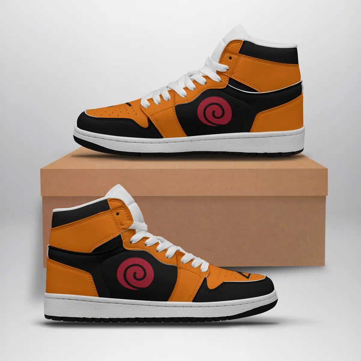 Uzumaki Naruto Shippuden Custom Sneaker Mid 1 Basketball Shoes for Fans of Anime and Sports - Otaku Hall