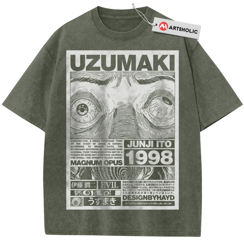 Alternative view of Uzumaki Shirt, Junji Ito Shirt, Horror Anime Shirt, Vintage T-Shirt