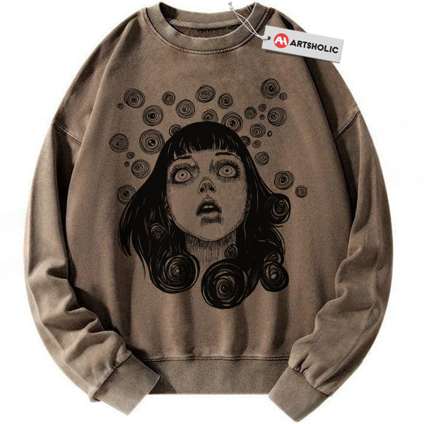 Alternative view of Uzumaki Sweatshirt, Junji Ito Sweatshirt, Horror Anime Sweatshirt, Vintage Sweatshirt