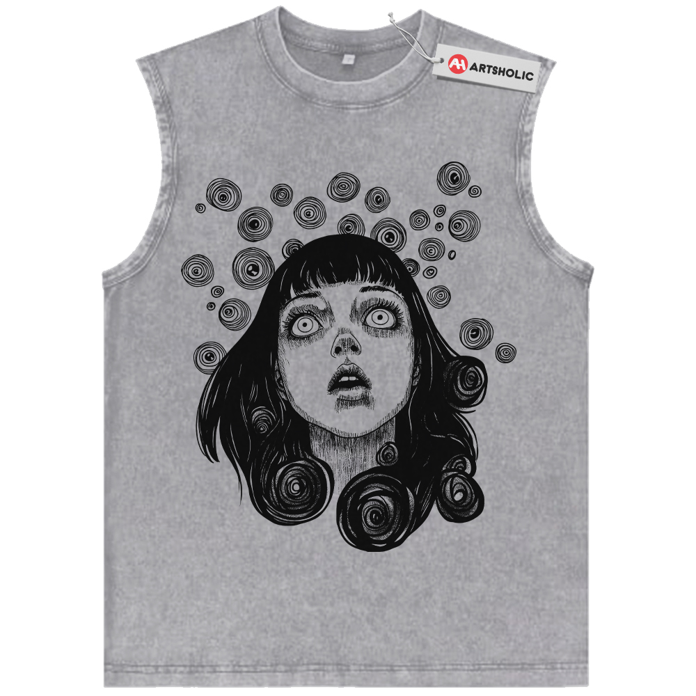 Alternative view of Uzumaki Tank Top, Junji Ito Tank Top, Horror Anime Tank Top, Vintage Tank Top