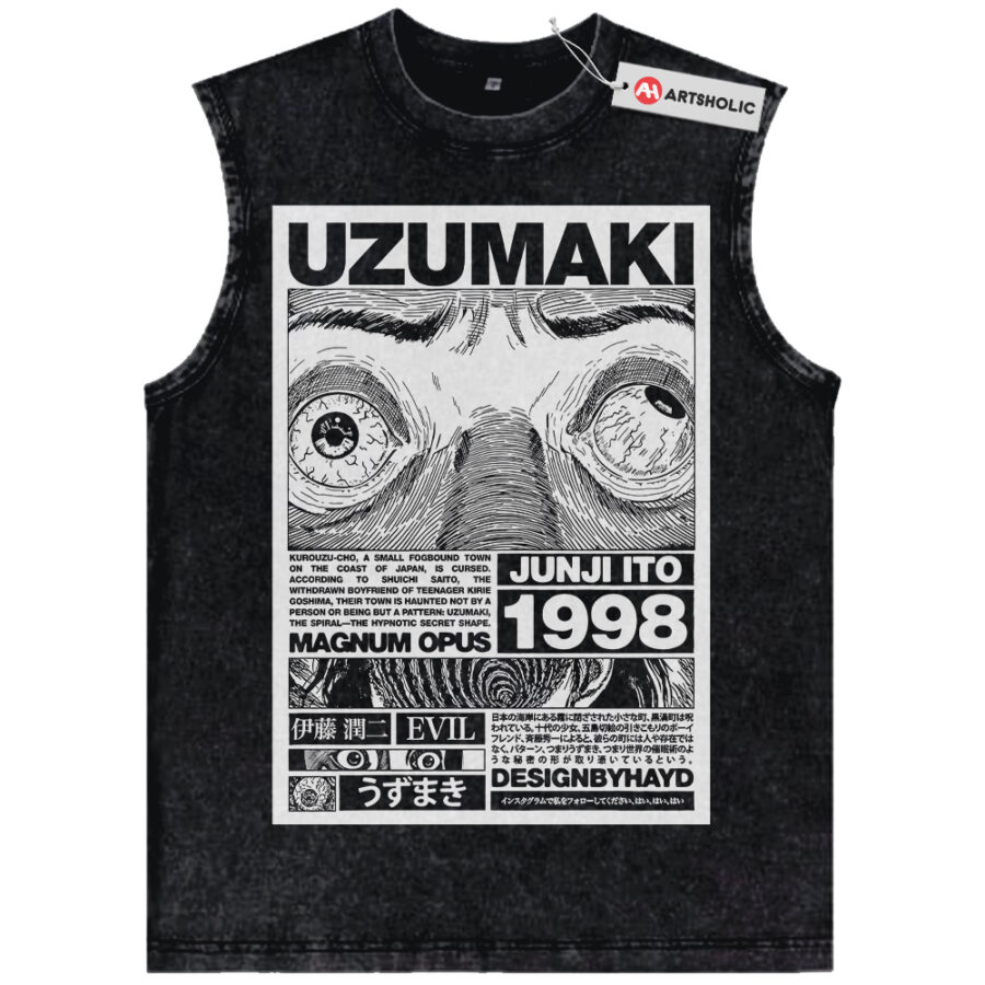 Alternative view of Uzumaki Tank Top, Junji Ito Tank Top, Horror Anime Tank Top, Vintage Tank Top