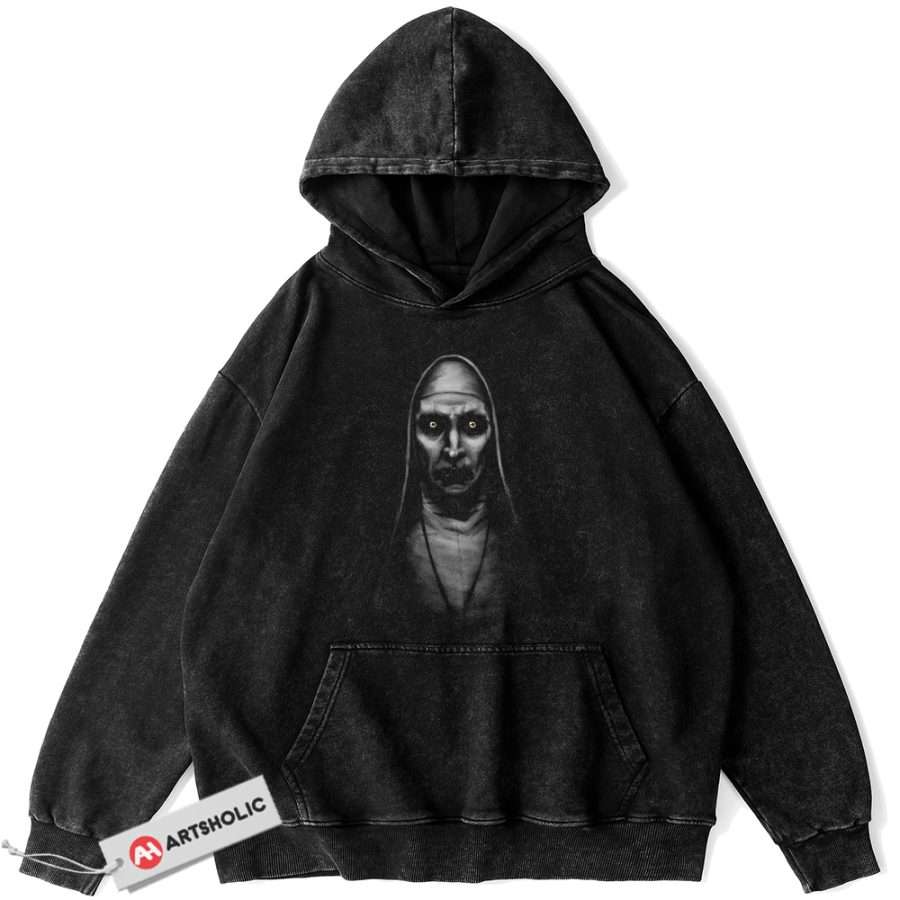 Alternative view of Valak Hoodie, The Nun Hoodie, Halloween Hoodie, Horror Hoodie, Vintage Hoodie