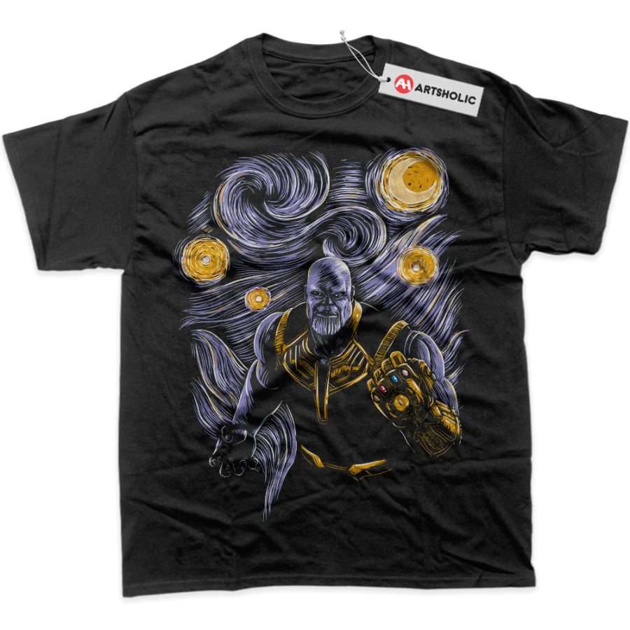 Alternative view of Van Gogh Thanos Shirt, Marvel Comics Shirt, Graphic T-Shirt
