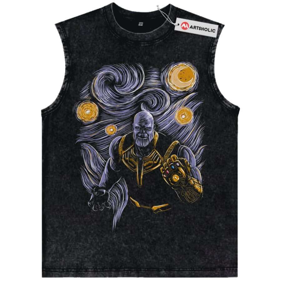 Alternative view of Van Gogh Thanos Tank Top, Marvel Comics Tank Top, Vintage Tank Top