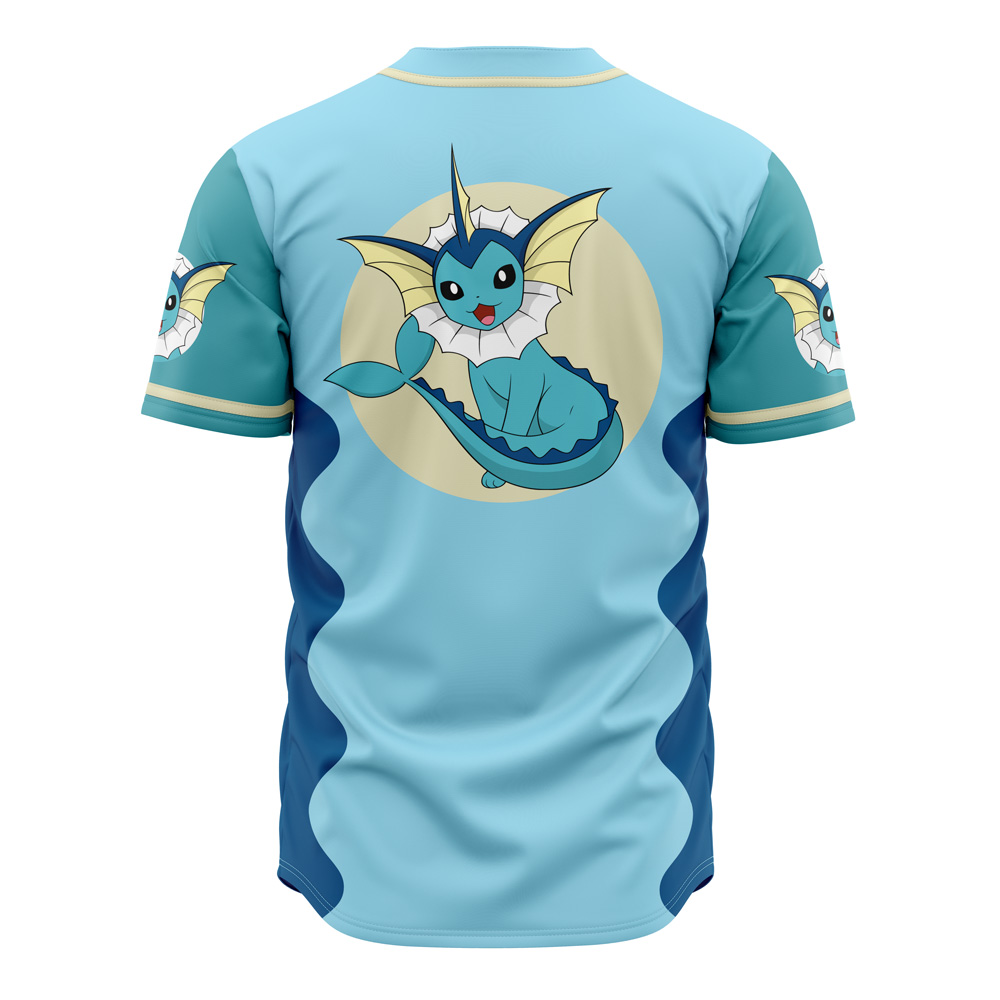 Alternative view of Vaporeon Eeveelution Pokemon Custom Baseball Jersey - Otaku Hall