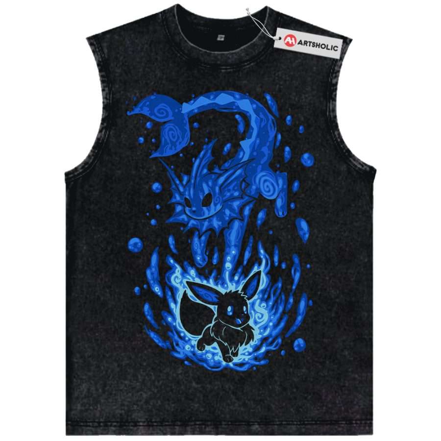 Alternative view of Vaporeon Tank Top, Eevee Tank Top, Pokemon Tank Top, Anime Tank Top, Vintage Tank Top