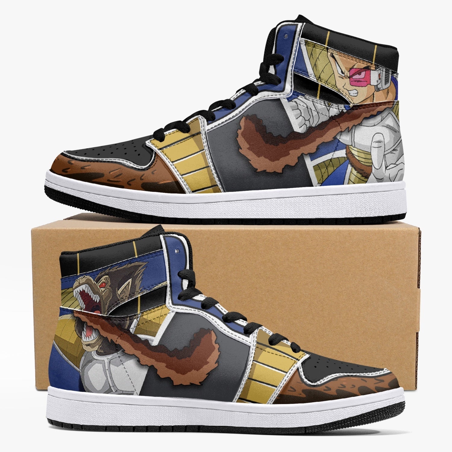 Vegeta and Great Ape Dragon Ball Z Custom Sneaker Mid 1 Basketball Shoes - Otaku Hall