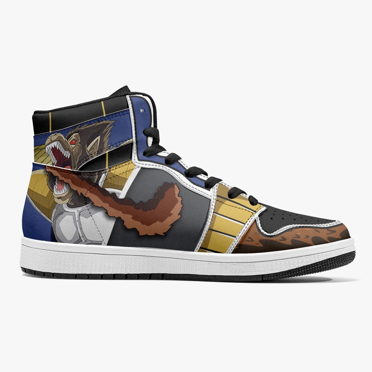 Alternative view of Vegeta and Great Ape Dragon Ball Z Custom Sneaker Mid 1 Basketball Shoes - Otaku Hall
