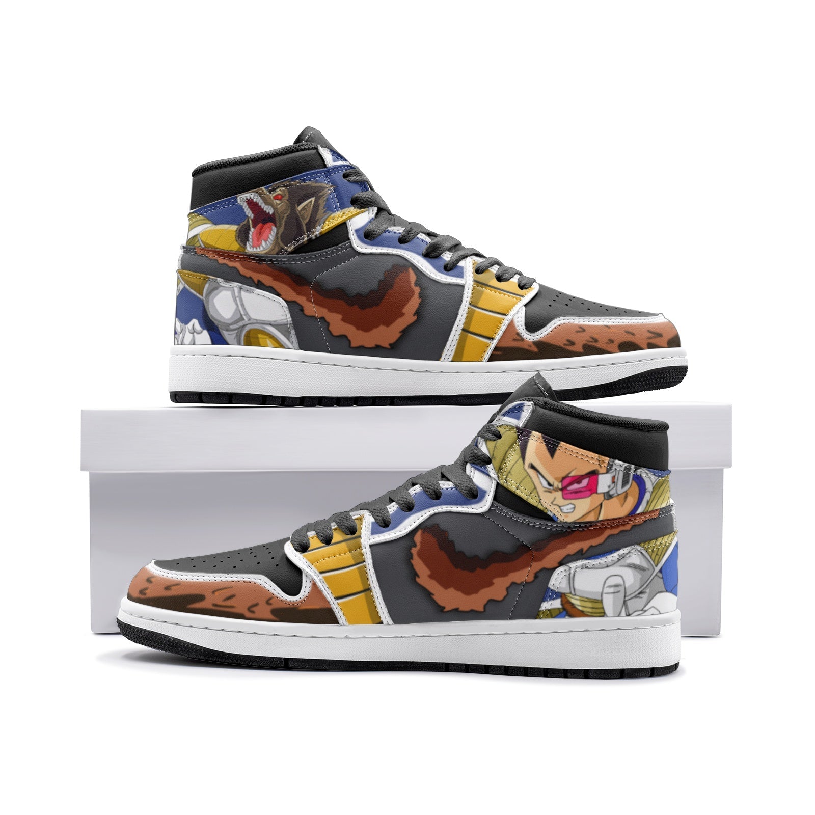 Vegeta and Great Ape Dragon Ball Z V2 Custom Sneaker Mid 1 Basketball Shoes - Otaku Hall