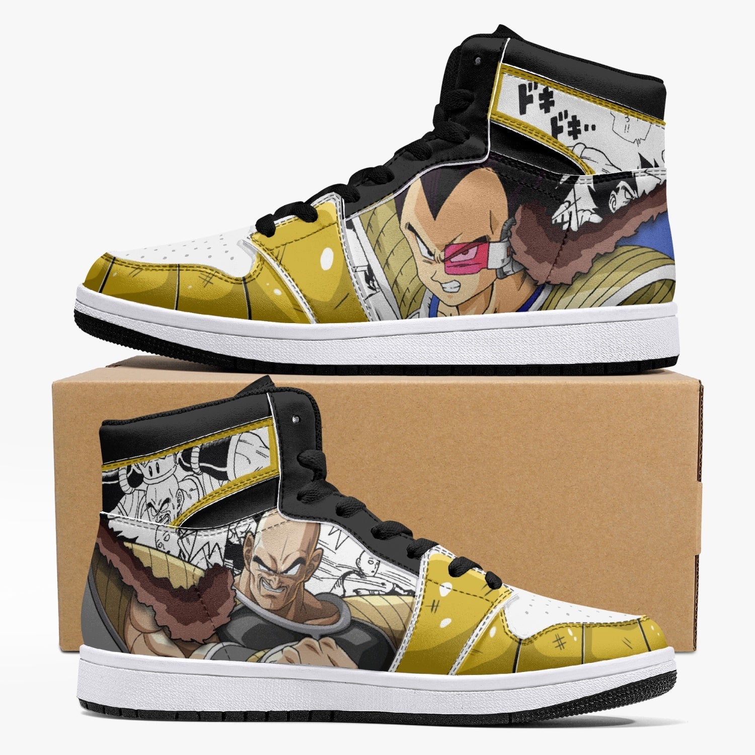 Vegeta and Nappa Dragon Ball Z Custom Sneaker Mid 1 Basketball Shoes - Otaku Hall