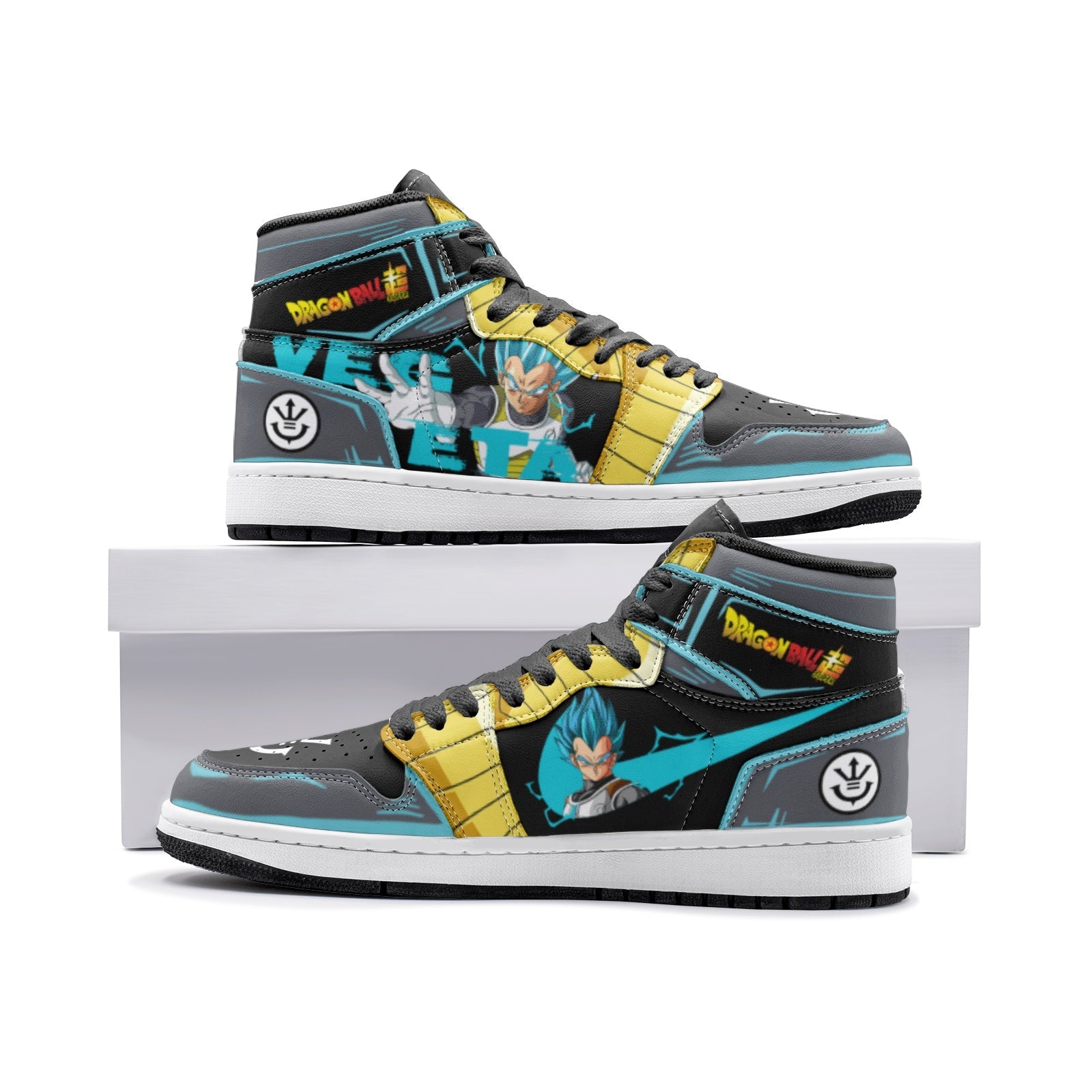 Vegeta Super Saiyan Blue Dragon Ball Super Custom Sneaker Mid 1 Basketball Shoes - Otaku Hall