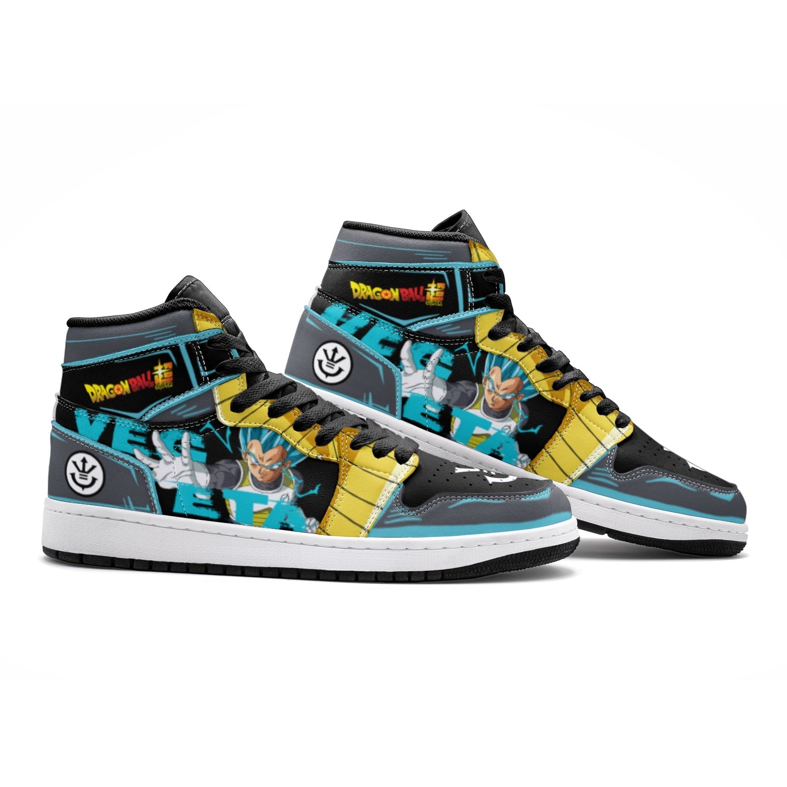Alternative view of Vegeta Super Saiyan Blue Dragon Ball Super Custom Sneaker Mid 1 Basketball Shoes - Otaku Hall