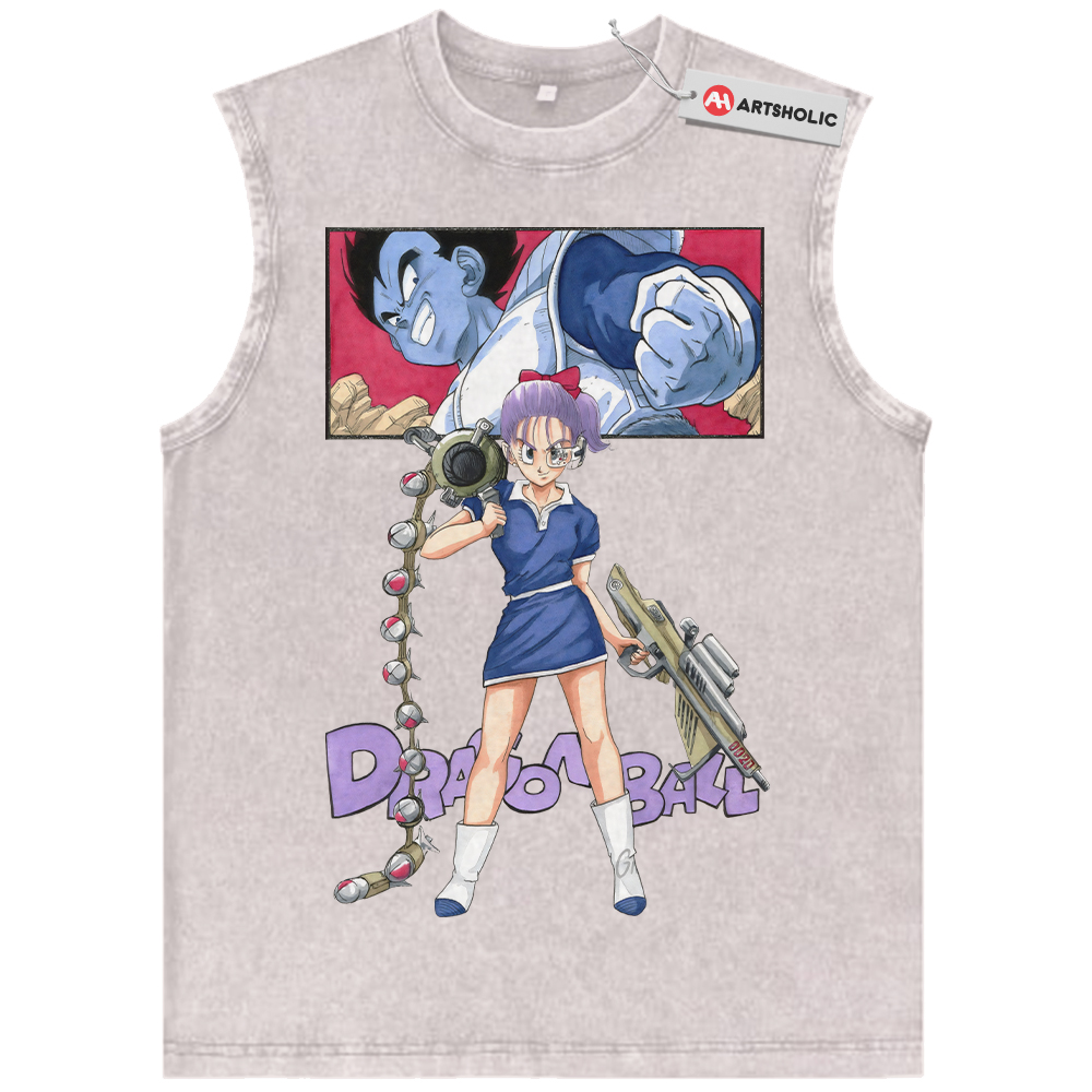 Alternative view of Vegeta Tank Top, Bulma Tank Top, Dragon Ball Tank Top, DBZ Tank Top, Anime Tank Top, Vintage Tank Top