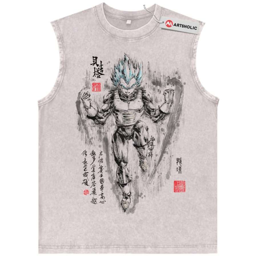Alternative view of Vegeta Tank Top, Dragon Ball Tank Top, DBZ Tank Top, Anime Tank Top, Vintage Tank Top