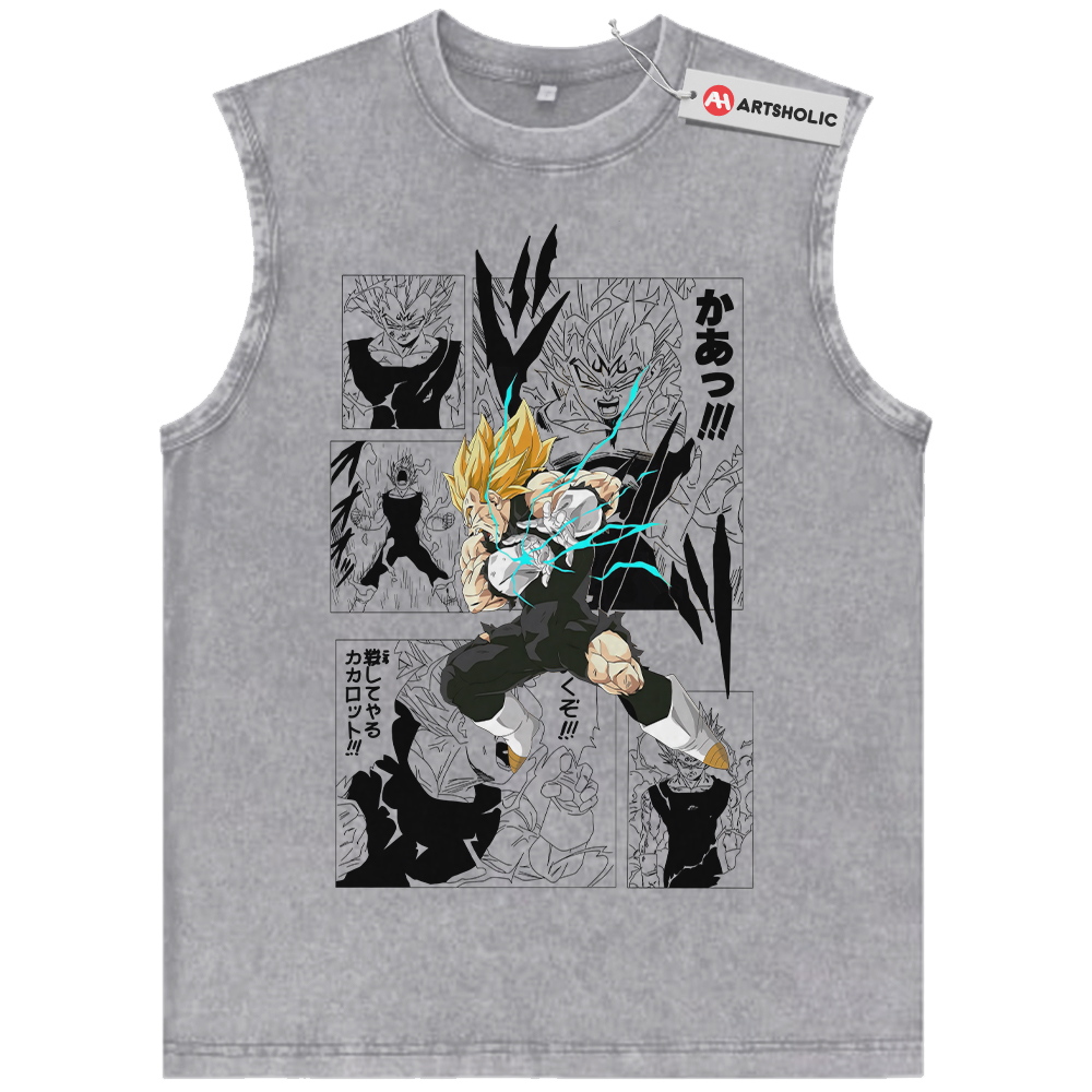 Alternative view of Vegeta Tank Top, Dragon Ball Tank Top, DBZ Tank Top, Anime Tank Top, Vintage Tank Top
