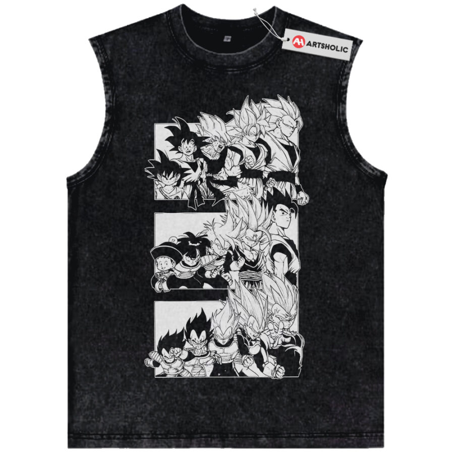 Alternative view of Vegeta Tank Top, Son Goku Tank Top, Gohan Tank Top, Dragon Ball Tank Top, DBZ Tank Top, Anime Tank Top, Vintage Tank Top