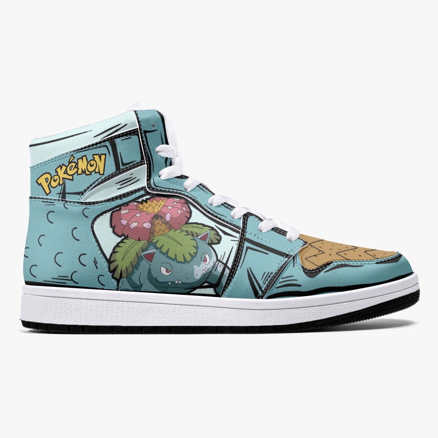 Alternative view of Venosaur Pokemon Custom Sneaker Mid 1 Basketball Shoes - Otaku Hall