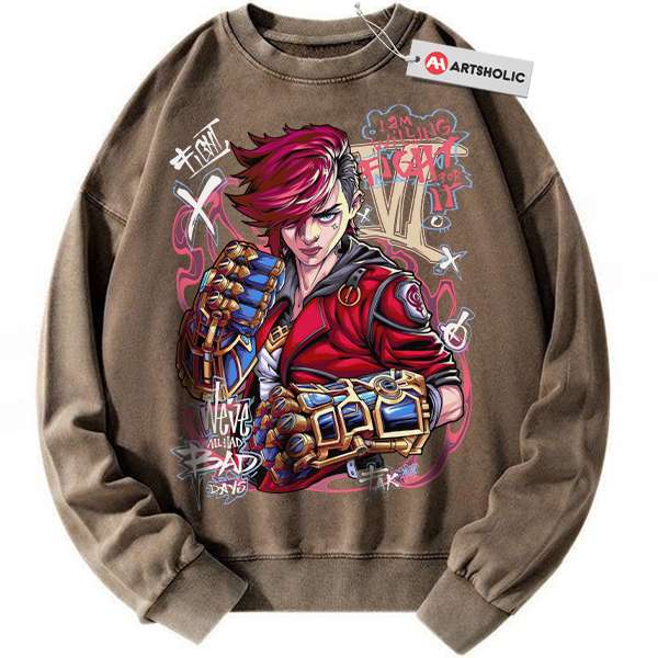 Alternative view of Vi - Arcane Sweatshirt, League of Legends Sweatshirt, Game Sweatshirt, Vintage Sweatshirt