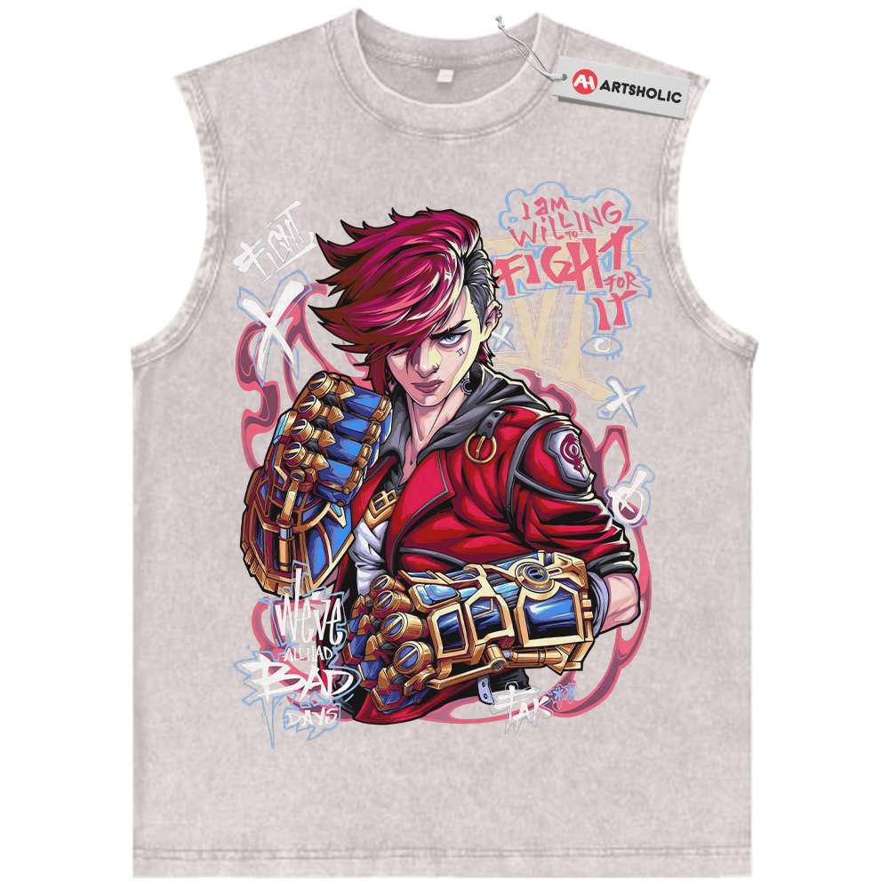 Alternative view of Vi - Arcane Tank Top, League of Legends Tank Top, Game Tank Top, Vintage Tank Top