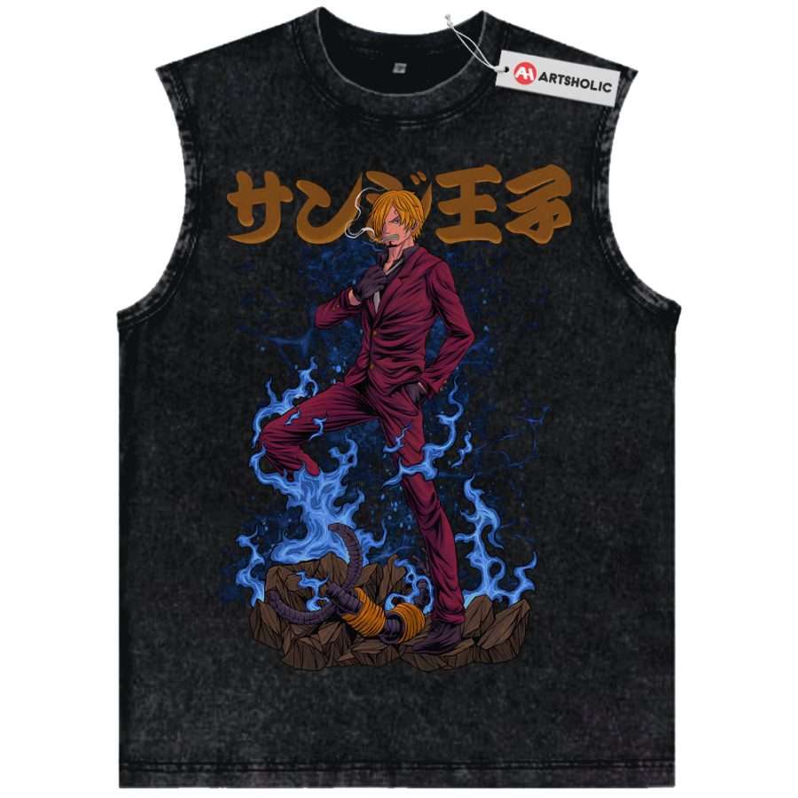 Alternative view of Vinsmoke Sanji Tank Top, One Piece Tank Top, Anime Tank Top, Vintage Tank Top