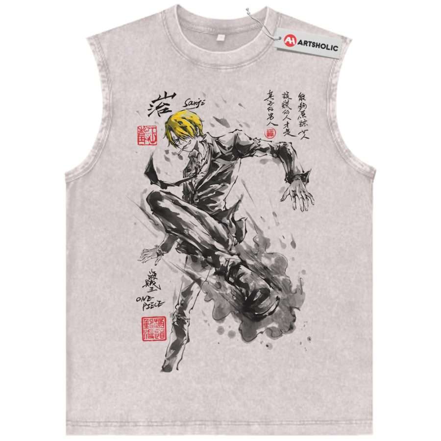 Alternative view of Vinsmoke Sanji Tank Top, One Piece Tank Top, Anime Tank Top, Vintage Tank Top