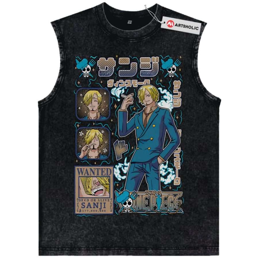 Alternative view of Vinsmoke Sanji Tank Top, One Piece Tank Top, Anime Tank Top, Vintage Tank Top