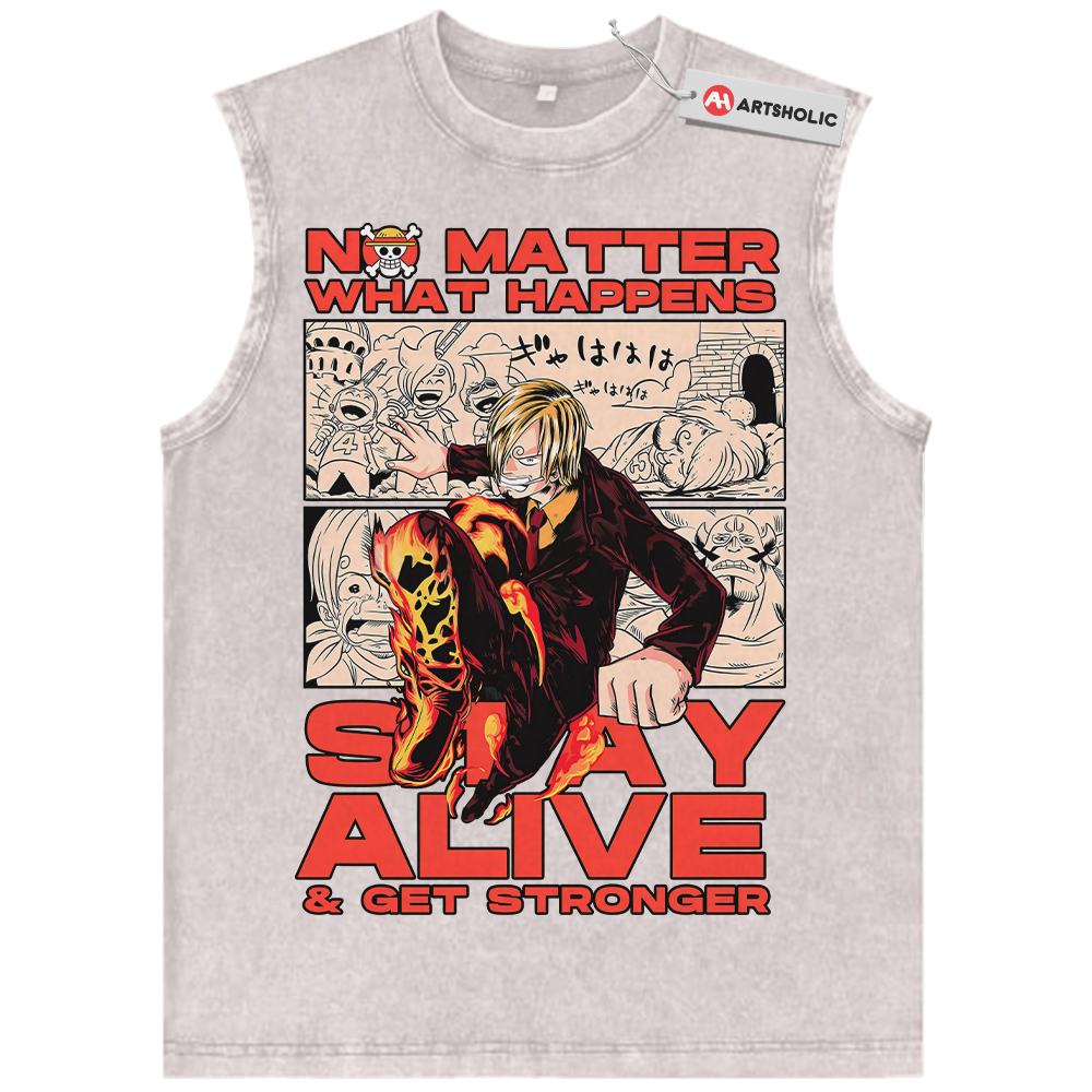 Alternative view of Vinsmoke Sanji Tank Top, One Piece Tank Top, Anime Tank Top, Vintage Tank Top