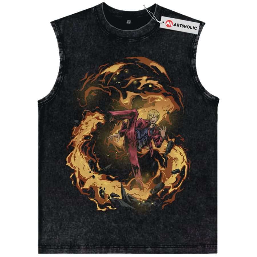 Alternative view of Vinsmoke Sanji Tank Top, One Piece Tank Top, Anime Tank Top, Vintage Tank Top