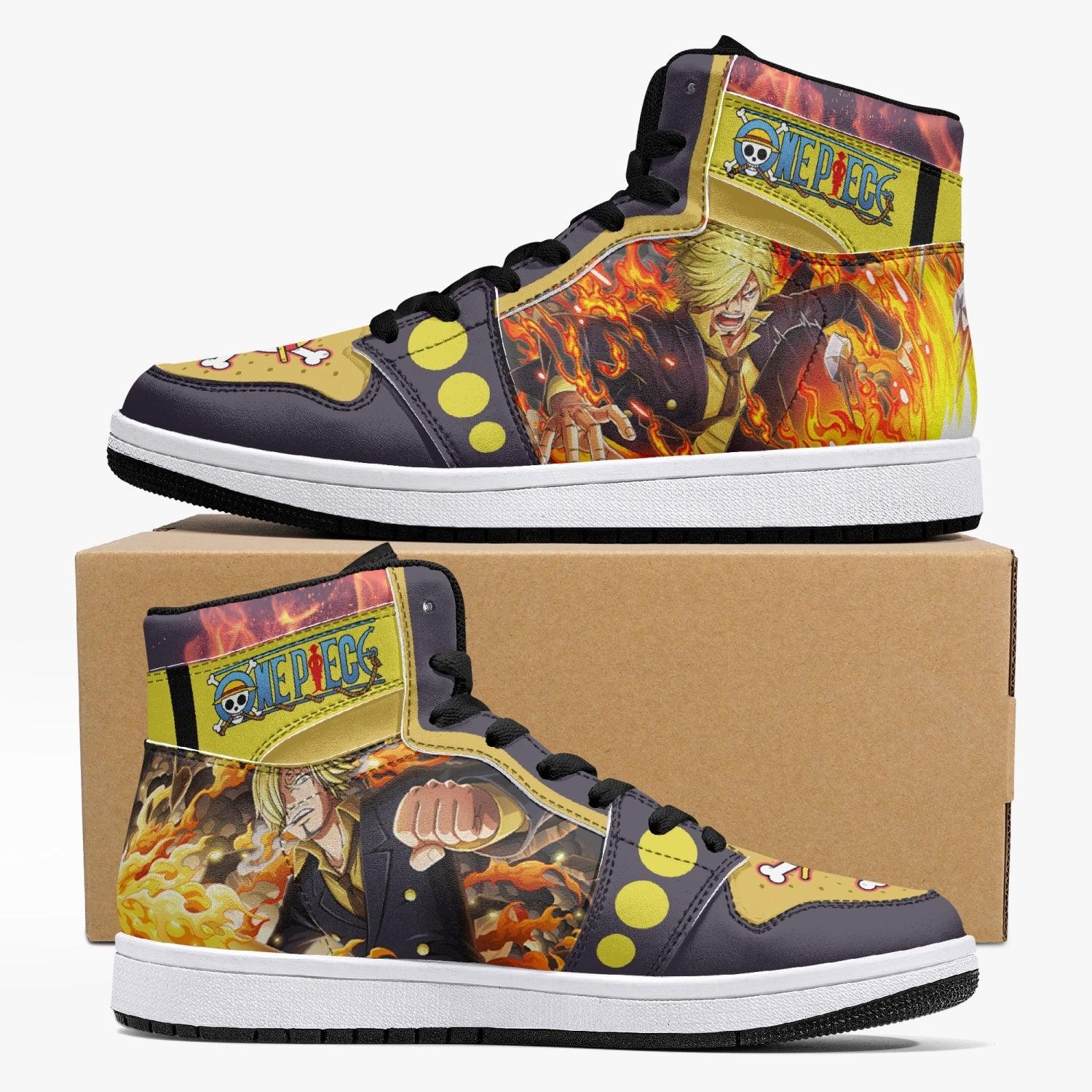 Vinsmoke Sanji Timeskip One Piece Custom Sneaker Mid 1 Basketball Shoes - Otaku Hall